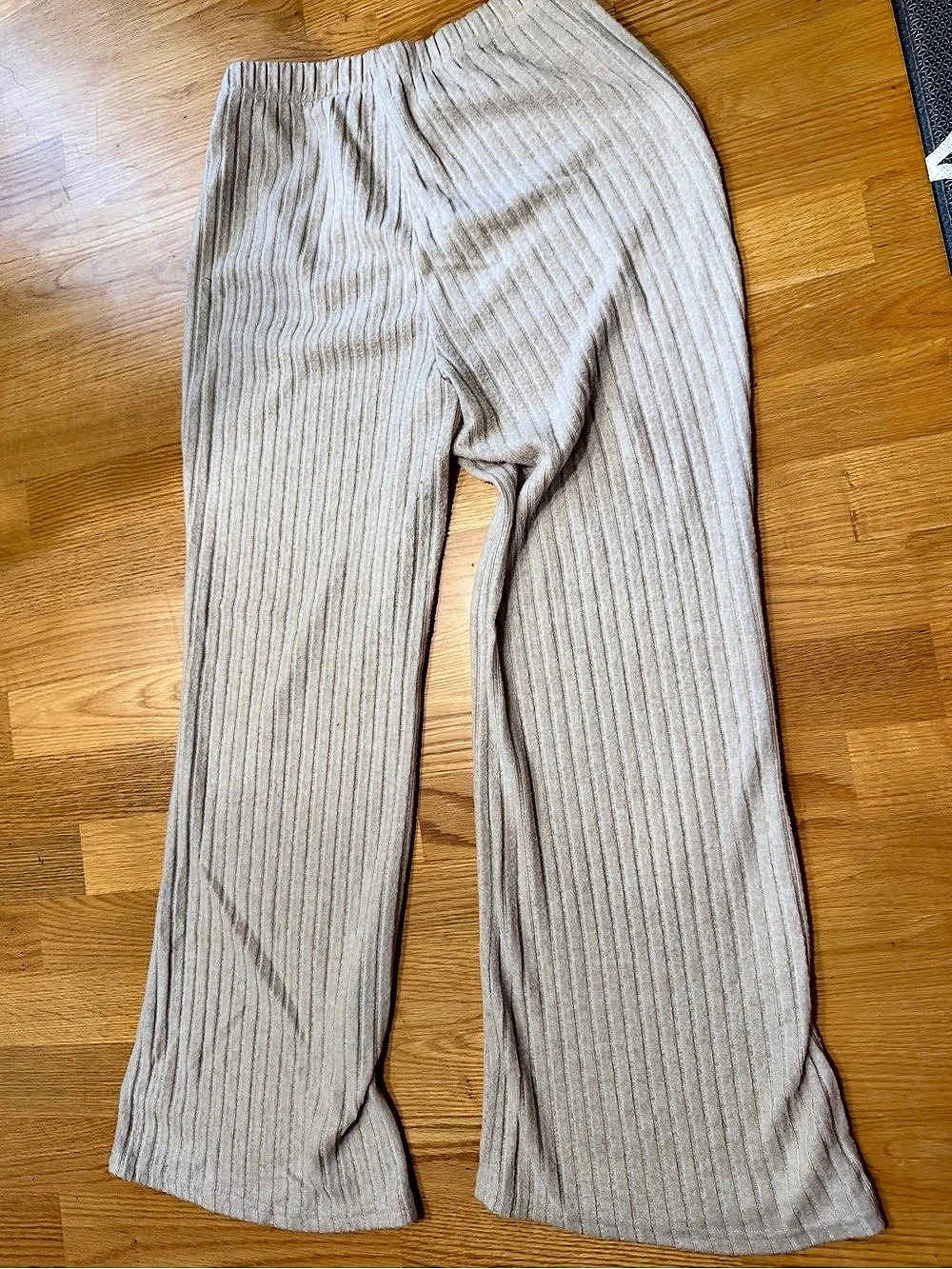 SHEIN Wide Leg Ribbed Pants in Gray Size Large